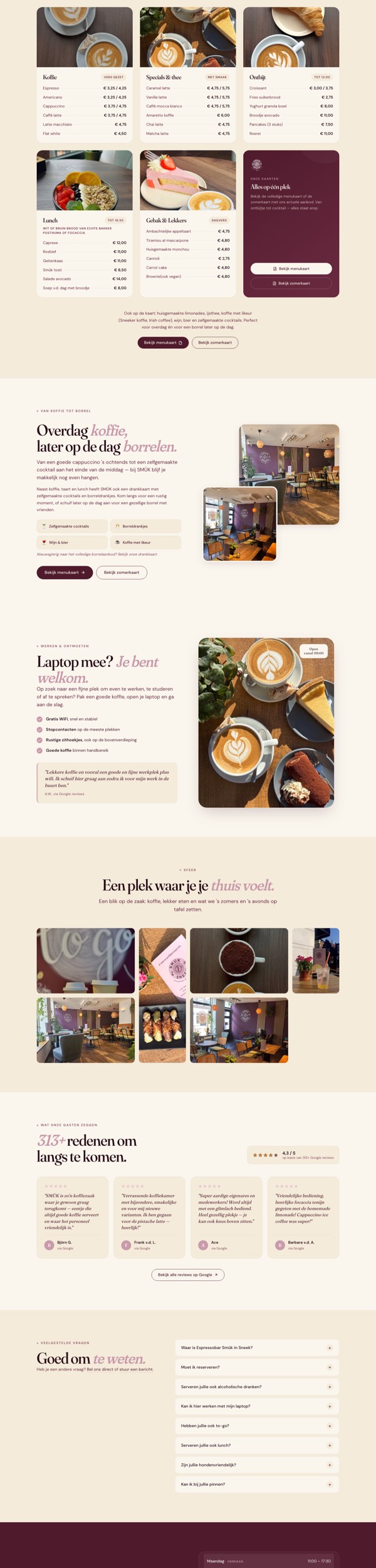 Webside fan Espressobar SMÛK yn Snits, makke troch De Webtandem